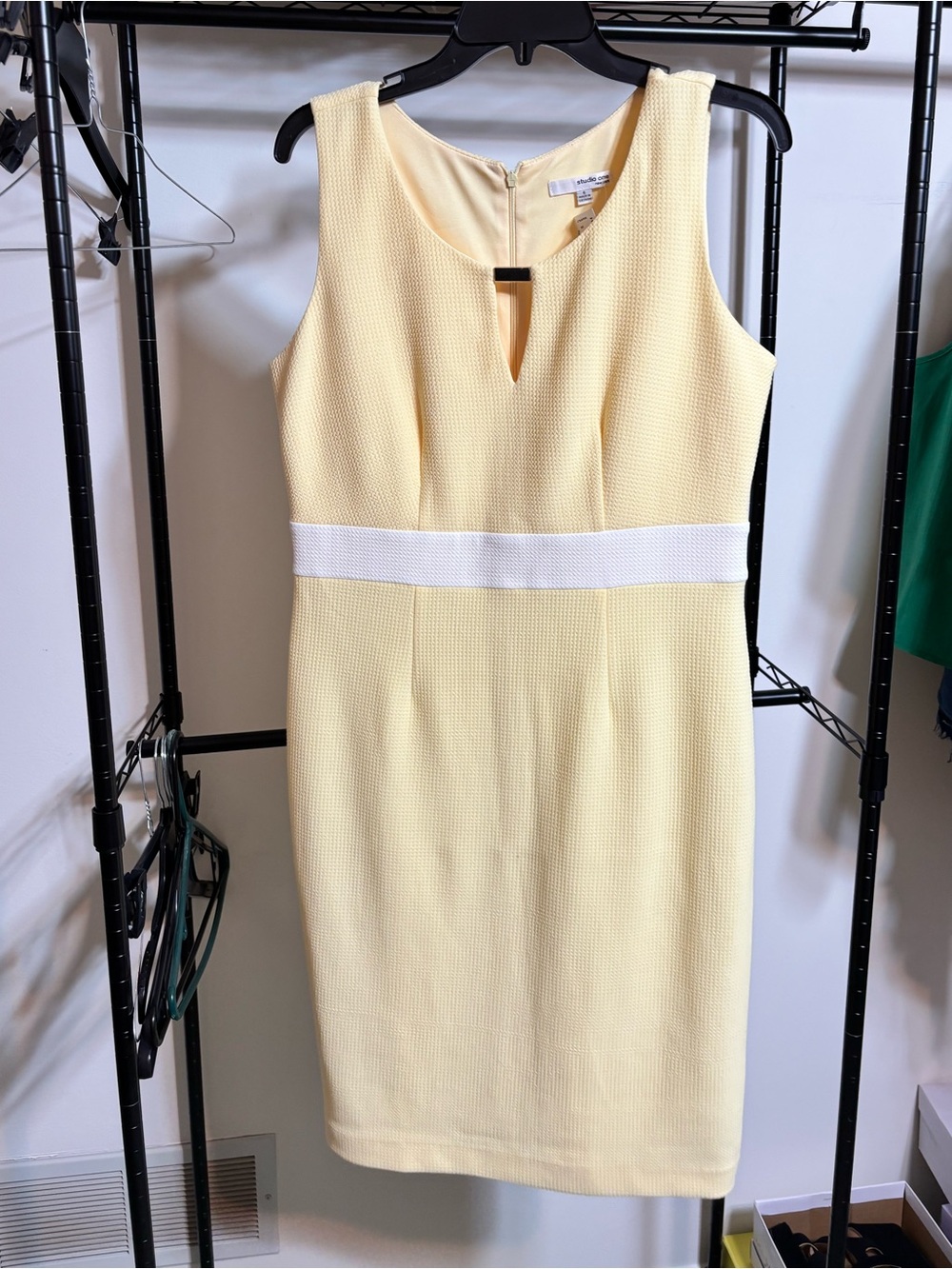 Studio One Yellow Midi Dress with White Waistband